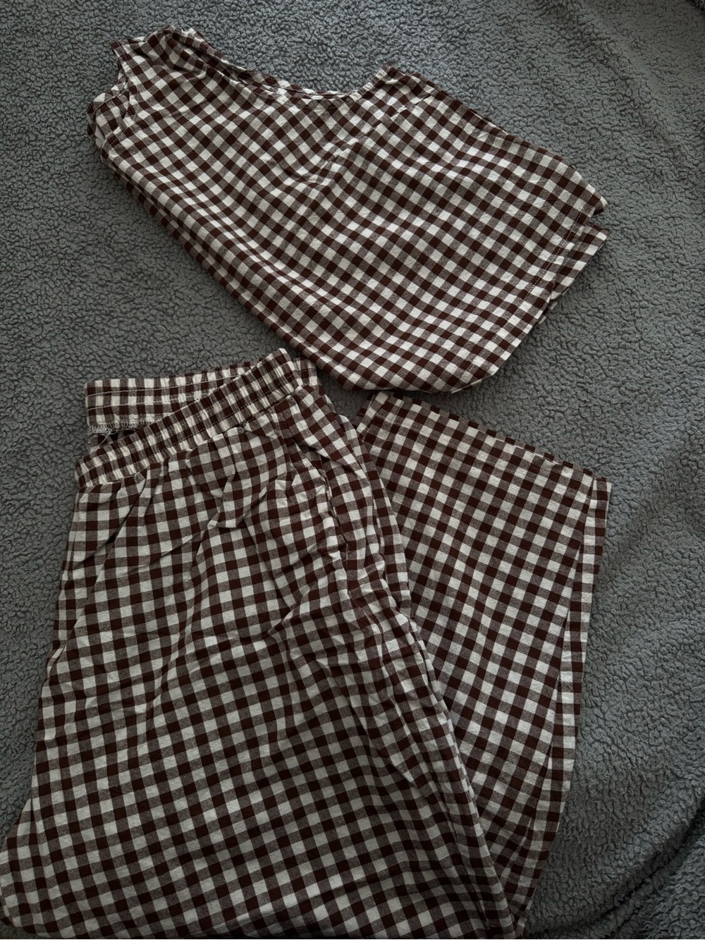 Kids Brown and White Gingham Pants - Comfortable Elastic Waist